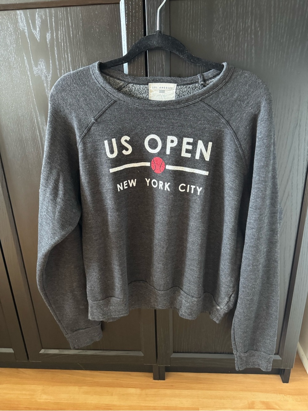 Sol Angeles Charcoal US Open Crewneck with Red Accent